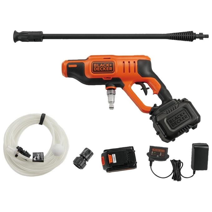 Black+decker BCPC18D1-QW Idropulitrice a Batteria 18V 2Ah 24 bar 120 L-h Ugelli 5in1 Tubo 6 m PowerConnect