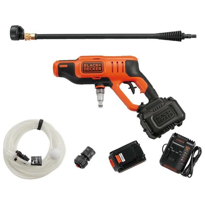 Black+decker BCPC18D1-QW Idropulitrice a Batteria 18V 2Ah 24 bar 120 L-h Ugelli 5in1 Tubo 6 m PowerConnect
