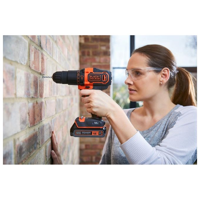 Black+Decker Trapano-Avvitatore a Percussione 18V Litio 1.5Ah in Valigetta