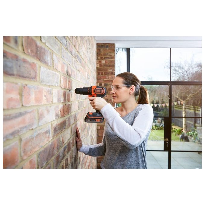 Black+Decker Trapano-Avvitatore a Percussione 18V Litio 1.5Ah in Valigetta