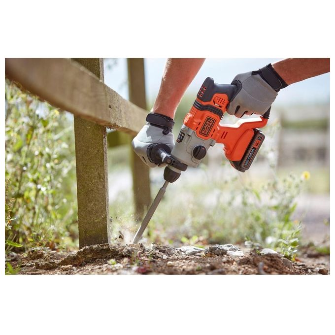 BlackandDecker BCD900D1S-QW Tassellatore SDS-Plus a Batteria 18V 2Ah 1.2J 3 Modalita' Luce LED colore Nero