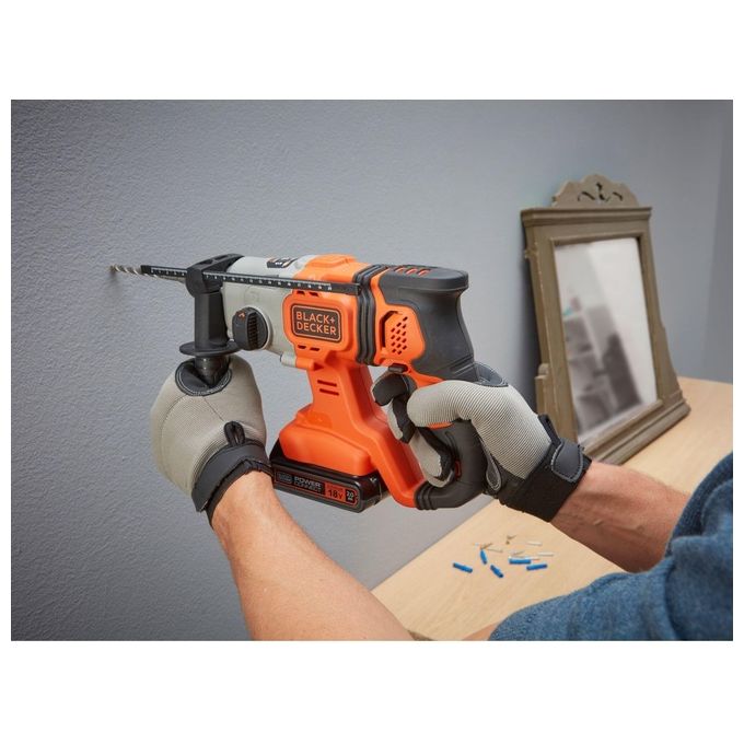 BlackandDecker BCD900D1S-QW Tassellatore SDS-Plus a Batteria 18V 2Ah 1.2J 3 Modalita' Luce LED colore Nero