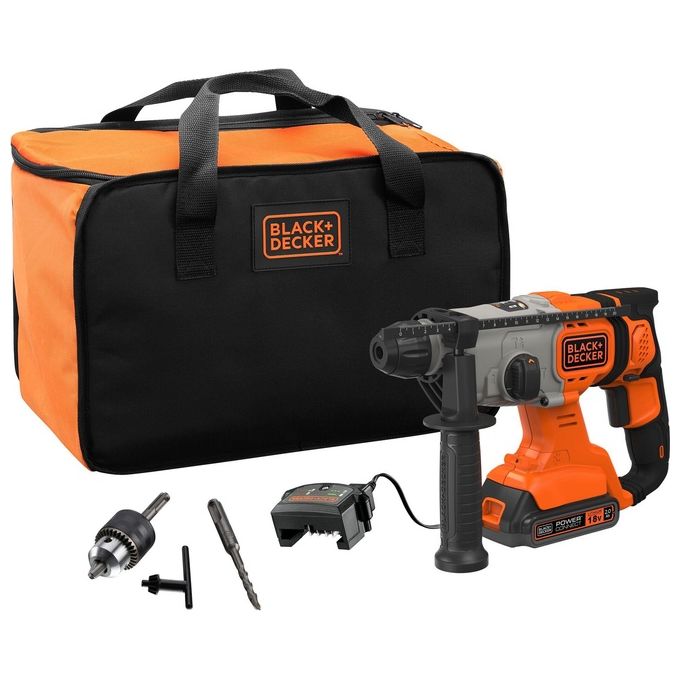 BlackandDecker BCD900D1S-QW Tassellatore SDS-Plus a Batteria 18V 2Ah 1.2J 3 Modalita' Luce LED colore Nero
