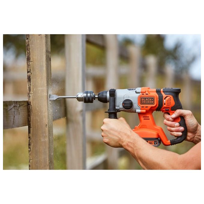 BlackandDecker BCD900D1S-QW Tassellatore SDS-Plus a Batteria 18V 2Ah 1.2J 3 Modalita' Luce LED colore Nero