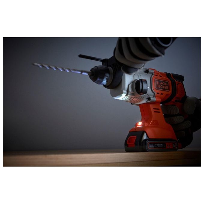 BlackandDecker BCD900D1S-QW Tassellatore SDS-Plus a Batteria 18V 2Ah 1.2J 3 Modalita' Luce LED colore Nero