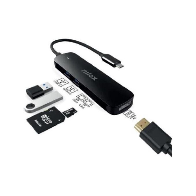 Nilox NXDSUSBC05 Docking Station USB-C 5 Porte HDMI 4K 2 USB 3.0 Lettore Schede SD MicroSD colore Nero