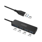 Nilox NXHUB402 Hub USB 4 Porte USB 3.2 Gen1 SuperSpeed 5 Gbps Alluminio Autoalimentato colore Nero