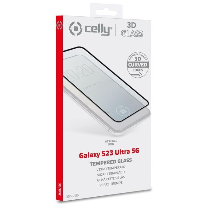 Celly 3D Glass per Samsung Galaxy S23 Ultra 5G Nero