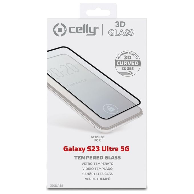 Celly 3D Glass per Samsung Galaxy S23 Ultra 5G Nero
