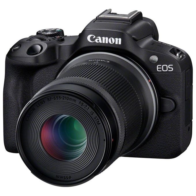 Canon 5811C023 EOS R50 Fotocamera Mirrorless APS-C 24.2 MP 4K UHD 30p Dual Pixel CMOS AF II Kit RF-S 18-45mm RF-S 55-210mm colore Nero