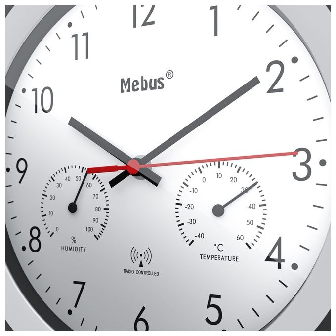 Mebus 19449 Orologio da Parete Radiocontrollato con Termometro e Igrometro