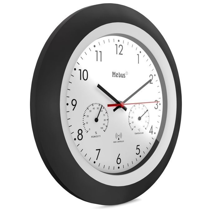 Mebus 19449 Orologio da Parete Radiocontrollato con Termometro e Igrometro