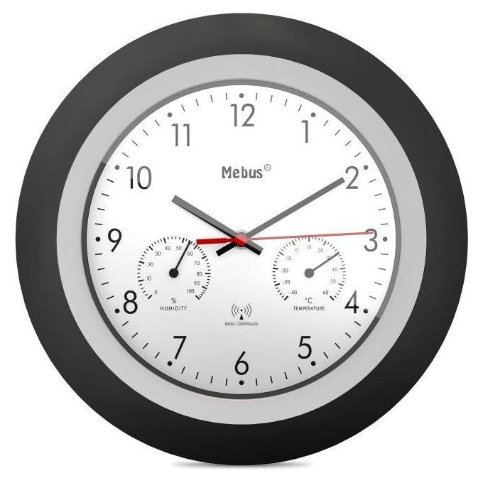 Mebus 19449 Orologio da Parete Radiocontrollato con Termometro e Igrometro