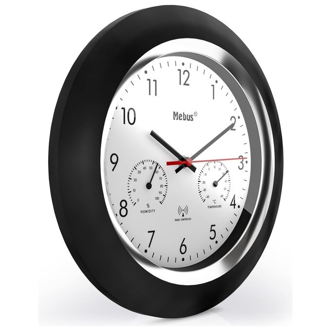 Mebus 19453 Orologio da Parete Radiocontrollato con Termometro e Igrometro