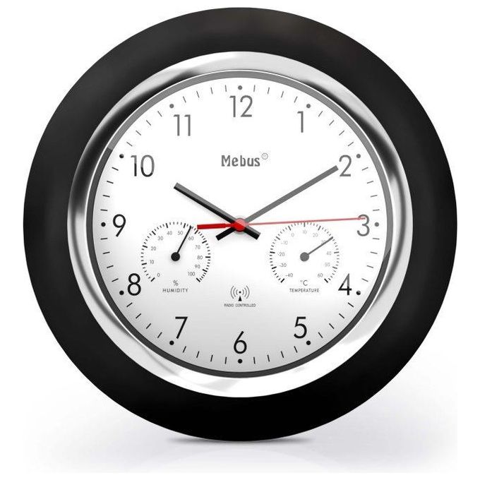 Mebus 19453 Orologio da Parete Radiocontrollato con Termometro e Igrometro