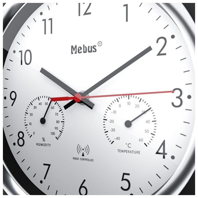 Mebus 19453 Orologio da Parete Radiocontrollato con Termometro e Igrometro