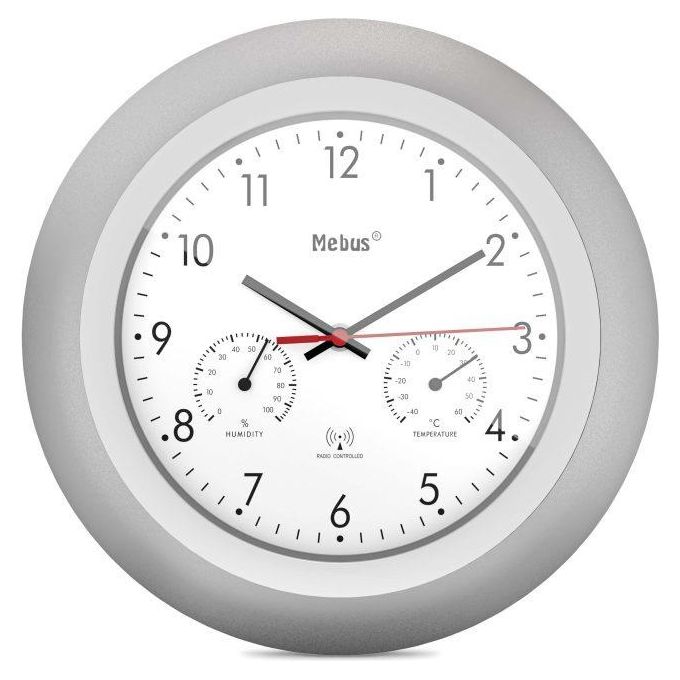 Mebus 19450 Orologio da Parete Radiocontrollato con Termometro e Igrometro