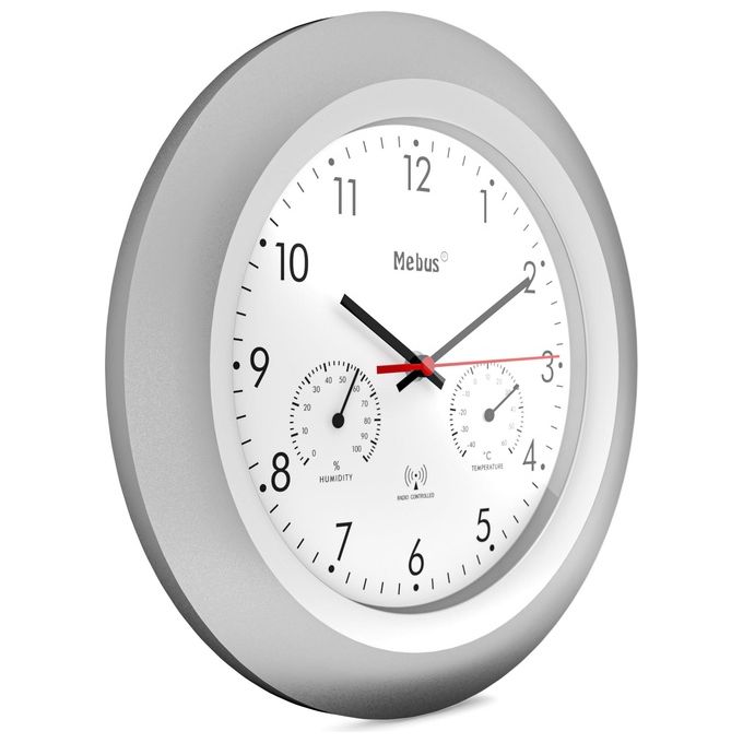 Mebus 19450 Orologio da Parete Radiocontrollato con Termometro e Igrometro
