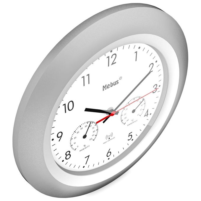 Mebus 19450 Orologio da Parete Radiocontrollato con Termometro e Igrometro