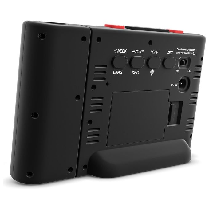 Mebus 25795 Sveglia Digitale con Proiezione Radiocontrollata DCF77 Snooze Termometro display LCD retroilluminato colore Nero