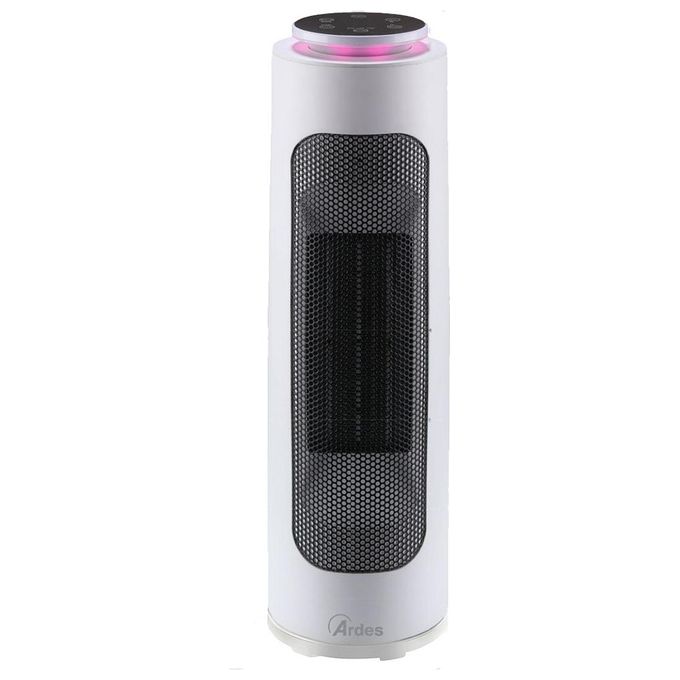 Ardes AR4P19 PIN Termoventilatore Ceramico a Torre 2000 W con Telecomando Timer e Luce Notturna LED colore Nero Bianco