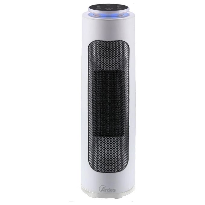 Ardes AR4P19 PIN Termoventilatore Ceramico a Torre 2000 W con Telecomando Timer e Luce Notturna LED colore Nero Bianco