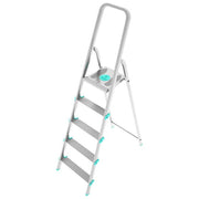 Colombo S109005W Stark Scala 5 Gradini Antiscivolo Alluminio Acciaio Portata 150 Kg Certificata EN 131 Made in Italy colore Silver
