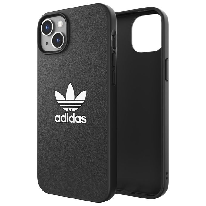 Adidas Iconic Cover Custodia per Apple iPhone 14 Plus TPU Bordi Rialzati Compatibile Ricarica Wireless colore Nero