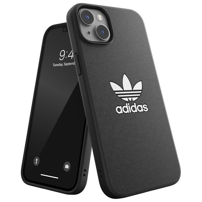 Adidas Iconic Cover Custodia per Apple iPhone 14 Plus TPU Bordi Rialzati Compatibile Ricarica Wireless colore Nero