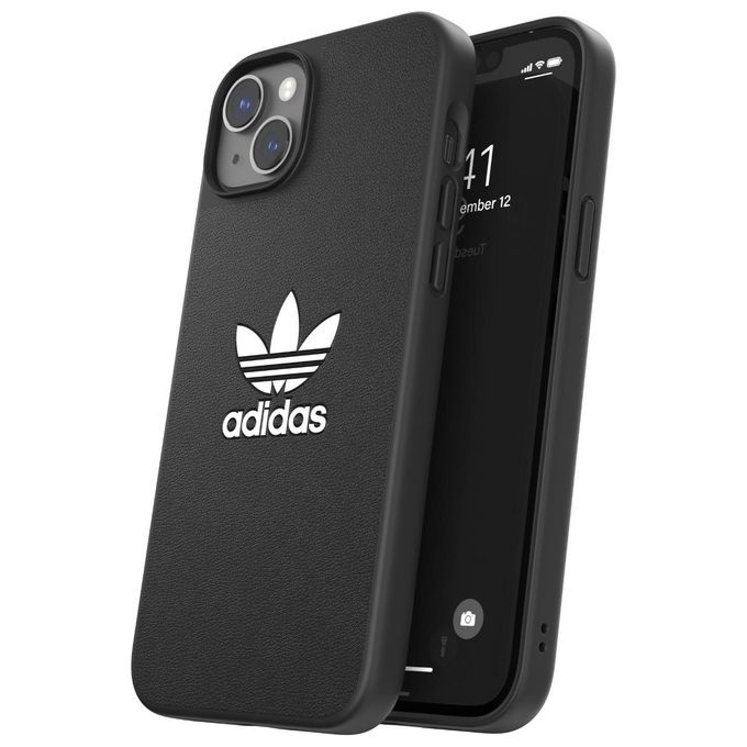 Adidas Iconic Cover Custodia per Apple iPhone 14 Plus TPU Bordi Rialzati Compatibile Ricarica Wireless colore Nero