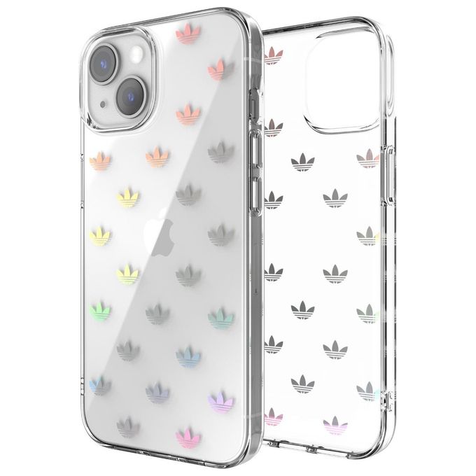 Adidas 50219 Originals Cover TPU trasparente compatibile con Apple iPhone 14 con logo trifoglio colore Trasparente