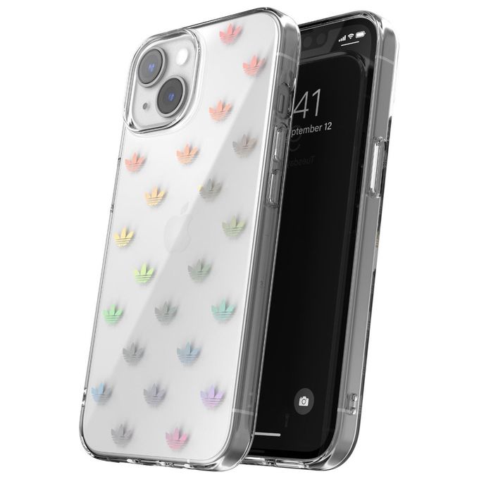 Adidas 50219 Originals Cover TPU trasparente compatibile con Apple iPhone 14 con logo trifoglio colore Trasparente
