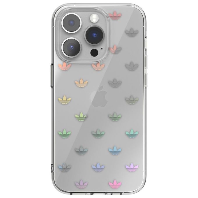 Adidas 50220 Originals Clear Cover Custodia iPhone 14 Pro TPU Resistente ai Graffi Ricarica Wireless colore Trasparente
