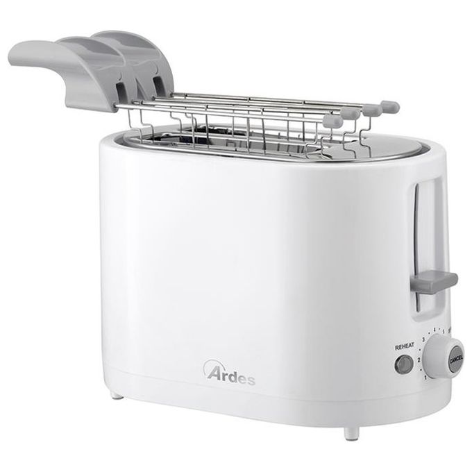 Ardes ARTOAST01 TOSTO SLEEK Tostapane con Pinze per Toast Farciti 7 Livelli di Doratura 750W Bianco