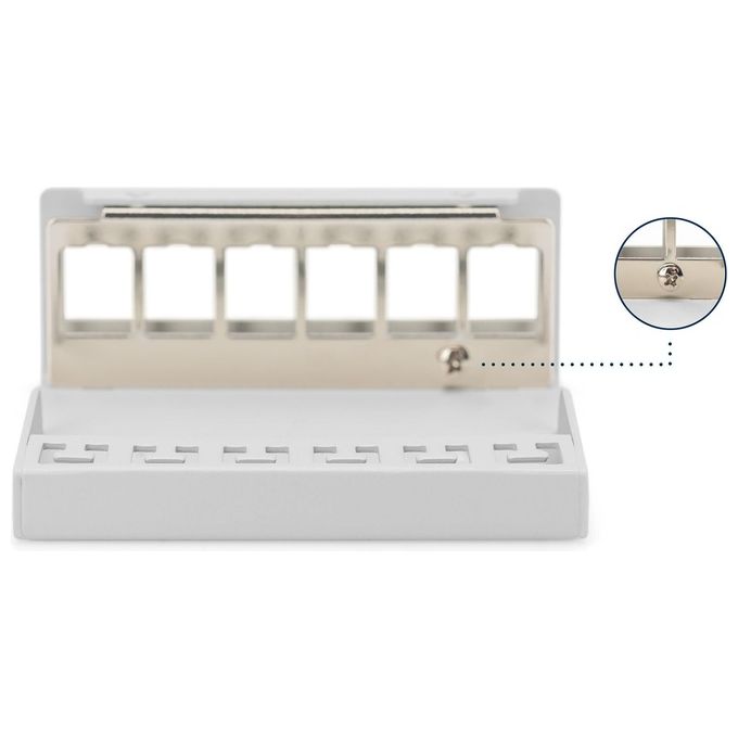Digitus Pannello Patch Vuoto Modulare da Tavolo Schermato 6 Porte Grigio Chiaro RAL 7035