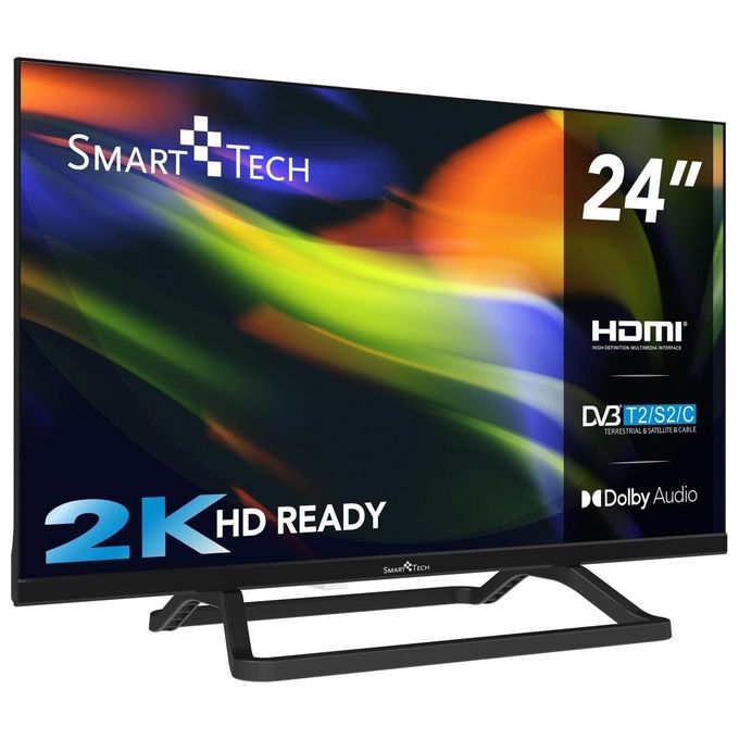 SMART TECH 24HN01V3CA TV LED 24'' HD DVB-T2 S2 3 HDMI 2 USB Hotel Mode Tivusat 12V colore Nero