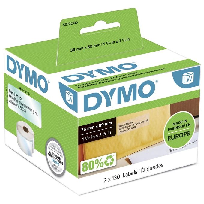Dymo Cf260 etichette Labelwriter 36x89mm Trasparente