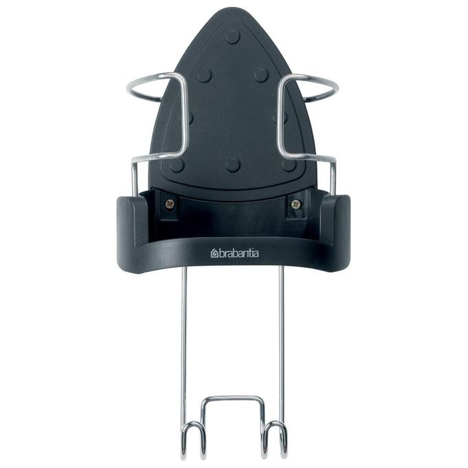 Brabantia 385742 Porta Ferro da Stiro termoresistente con gancio acciaio e avvolgicavo colore Grigio Scuro