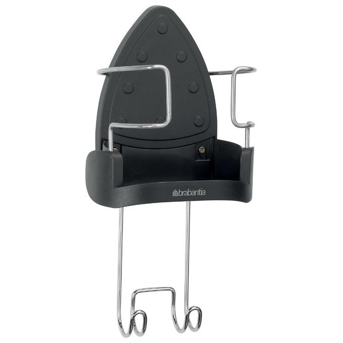 Brabantia 385742 Porta Ferro da Stiro termoresistente con gancio acciaio e avvolgicavo colore Grigio Scuro
