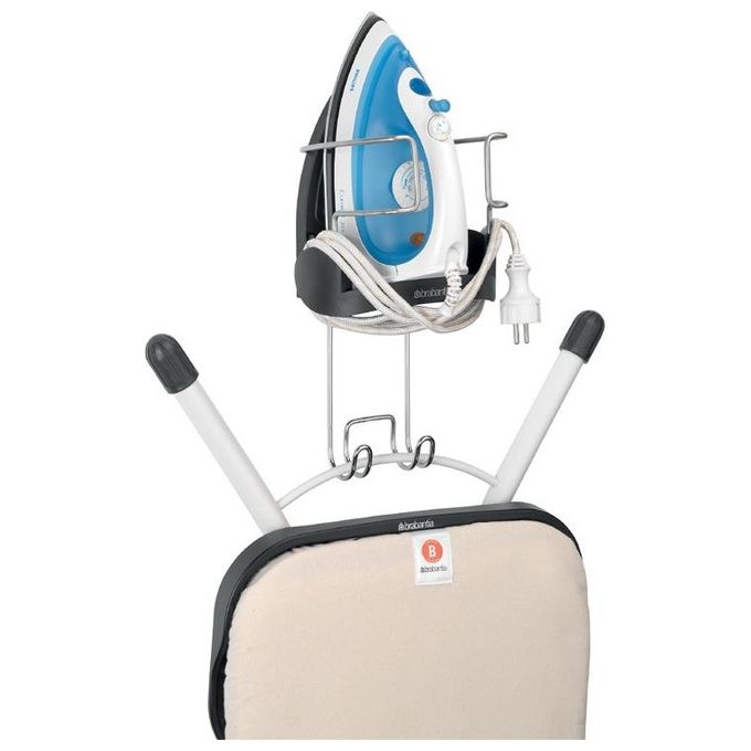 Brabantia 385742 Porta Ferro da Stiro termoresistente con gancio acciaio e avvolgicavo colore Grigio Scuro