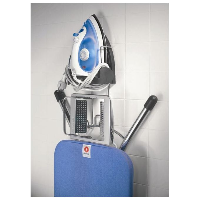 Brabantia 385742 Porta Ferro da Stiro termoresistente con gancio acciaio e avvolgicavo colore Grigio Scuro