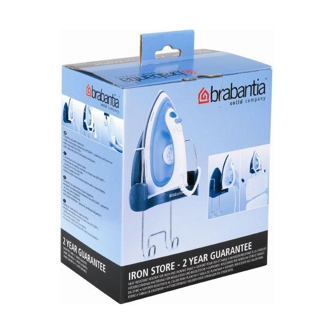 Brabantia 385742 Porta Ferro da Stiro termoresistente con gancio acciaio e avvolgicavo colore Grigio Scuro