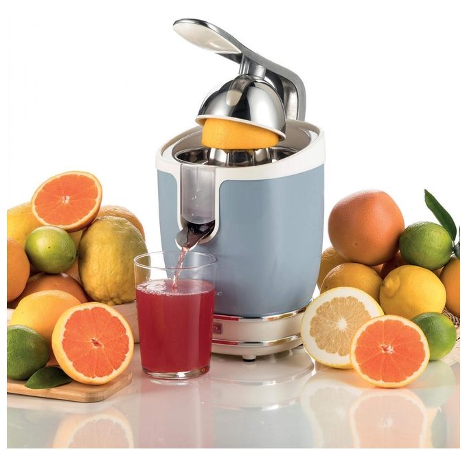 Ariete 413 Vintage Spremiagrumi Elettrico con Leva 85 W Salvagoccia 2 Coni Acciaio Inox colore Celeste
