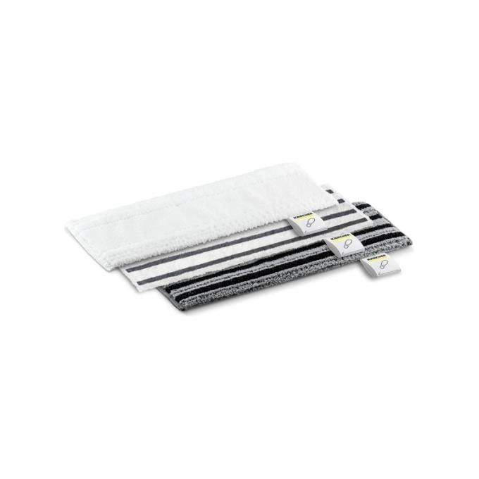 KÄRCHER 2.863-341.0 Set di Pannetti Pavimenti in Microfibra Compatibili con Pulitori a Vapore SC 3 Pezzi con Panno Normale Delicato e Abrasivo Sistema EasyFix colore Nero Grigio Bianco