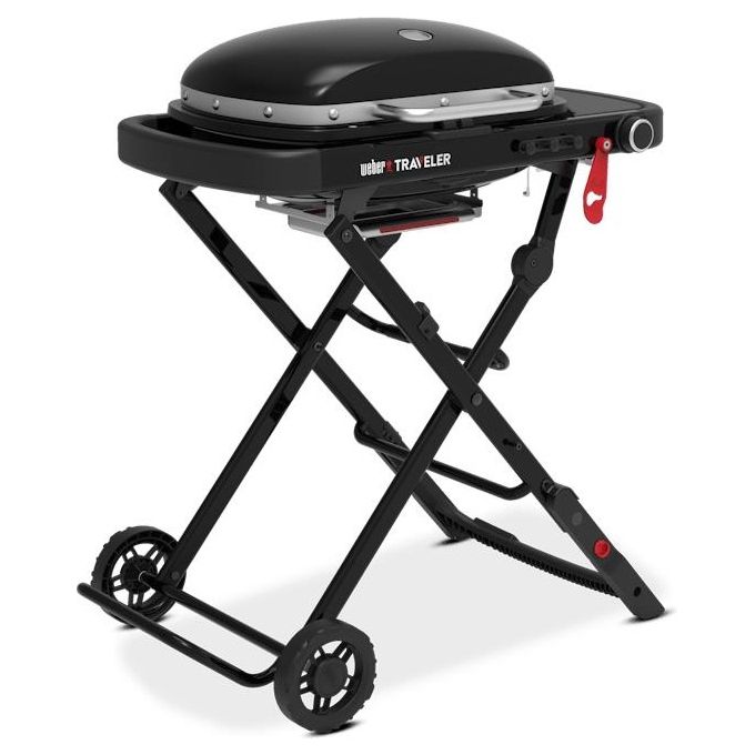 Weber 1500557 Traveler Compact Barbecue a Gas 1 Bruciatore 3,5 kW Griglia 52x36 cm per 4 Persone colore Nero