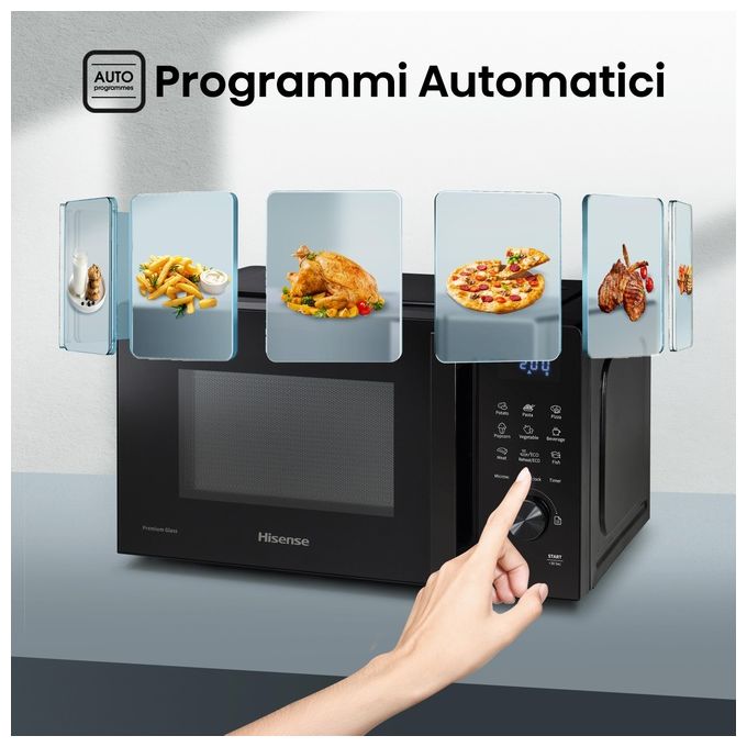 Hisense H20MOBSD1H Forno a Microonde Solo 20 L 700W 9 Programmi Rivestimento Ceramica colore Nero
