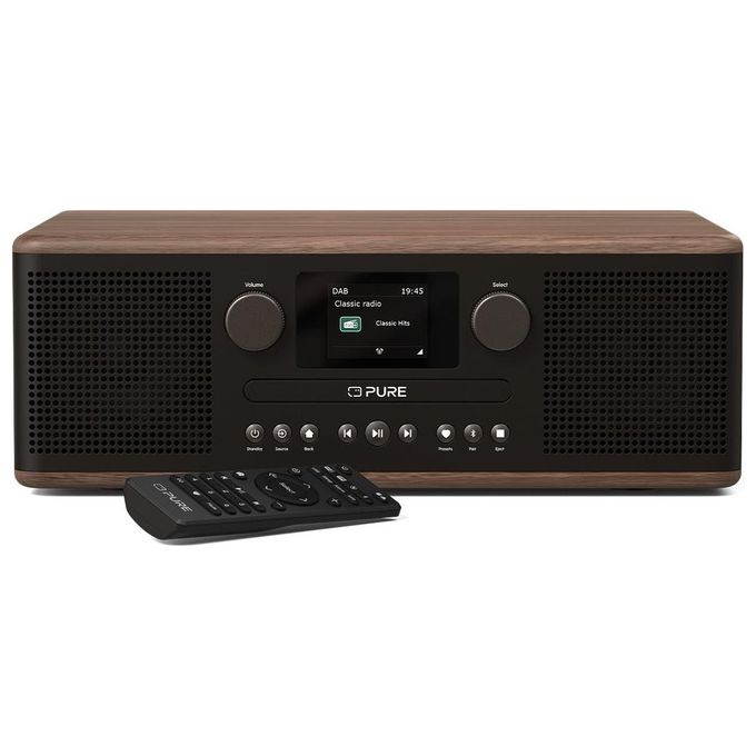 Pure CLASSIC C-D6 Sistema Musicale Mini Hi-Fi Radio DAB+ FM Bluetooth 5.3 30W con Lettore CD Display TFT 2.4'' colore Nero Noce