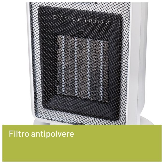 Imetec CFH1-100 Eco Ceramic Termoventilatore Ceramico 2000 W 3 Livelli Termostato Regolabile colore Bianco Nero