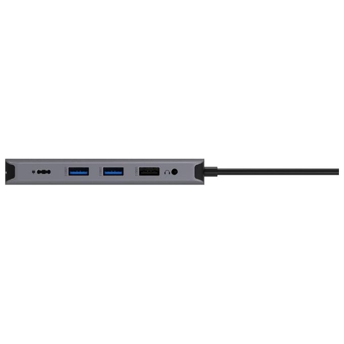 Acer HP.DSCAB.009 12-in-1 Type-C Dongle Multiporta con 2 HDMI 2 USB 3.2 Gen 1 2 USB 2.0 DisplayPort Ethernet Gigabit Lettore SD-MicroSD Uscita Audio 3.5 mm Power Delivery 100 W colore Argento