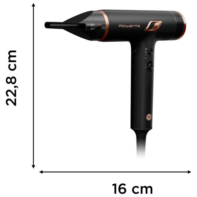 Rowenta HY8310 Nano Asciugacapelli 1700W Brushless Motore ad Alta Velocita' Ionico 3 Velocita' 3 Temperature Concentratore Diffusore colore Nero